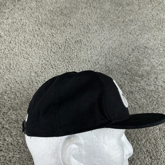 Nike Hat Cap Snap Back One Size Black White Big Swoosh Embroidered Mens - Picture 5 of 11